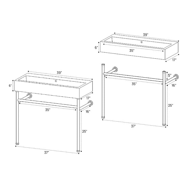 Apollo Polished Chrome 39" Single Console with No Hole White Ceramic Top