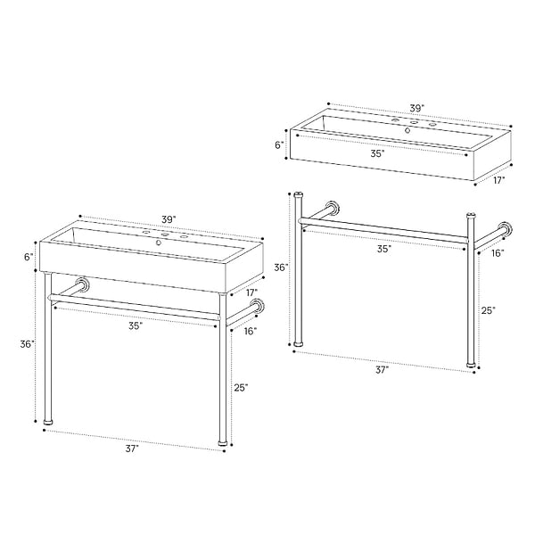 Apollo Polished Nickel 39" Single Console with Widespread White Ceramic Top