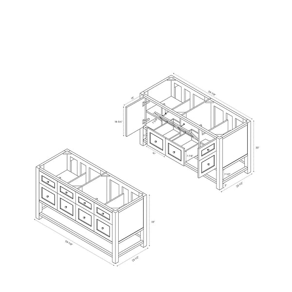 James Martin Vanities Breckenridge Bright White 60" Double Vanity without Top