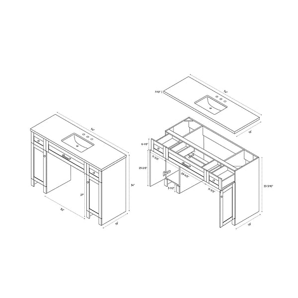 Calvin 54" Natural Oak Single Vanity with Cultured Marble White Top