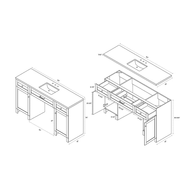 Calvin 60" Natural Oak Single Vanity with Cultured Marble White Top
