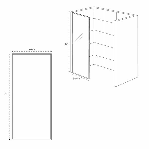 Finestra 34x74" Reversible Fixed Shower Door with Clear Glass in Chrome
