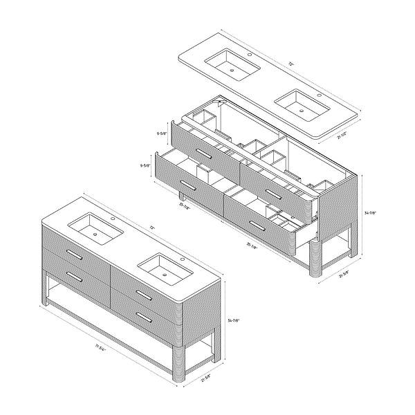 James Martin Vanities Lucian Pebble Oak 72" Double Vanity with White Zeus Quartz Top