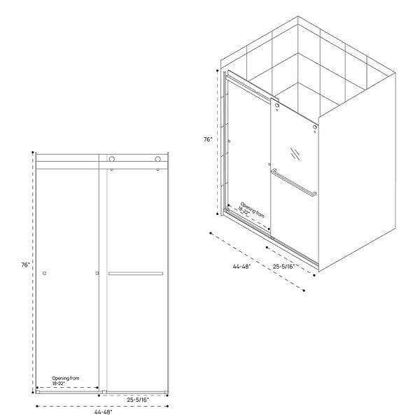 DreamLine Essence 48"x76" Reversible Sliding Shower Alcove Door with Clear Glass in Brushed Nickel