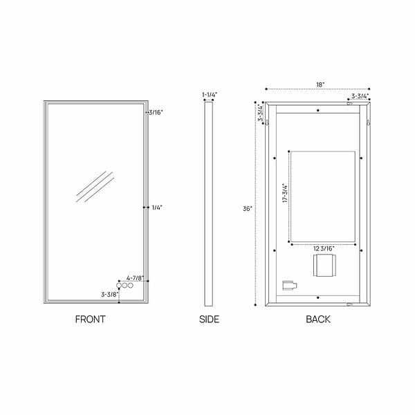 Mage Matte Black 18x36" Framed Rectangle LED Mirror