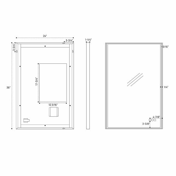 Mage Matte Black 24x36" Framed Rectangle LED Mirror