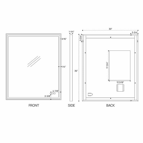 Mage Matte Black 30x36" Framed Rectangle LED Mirror