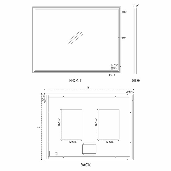 Mage Brushed Gold 48x30" Framed Rectangle LED Mirror
