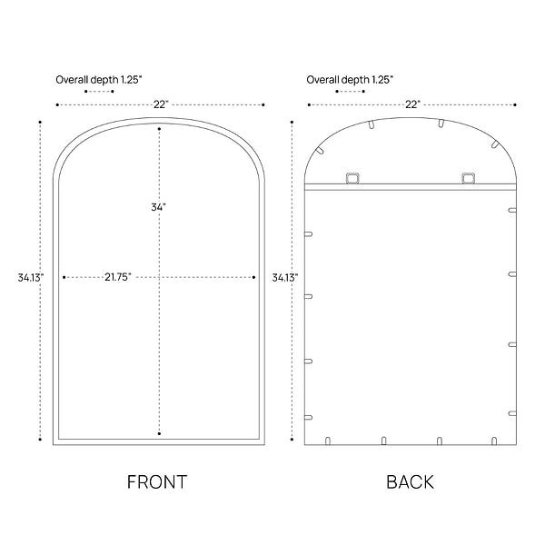 Simpla Arcadia Black 22x34" Arched Mirror
