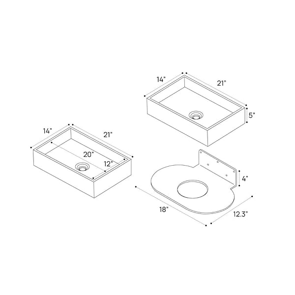 Jeker Cotton White 21" Concrete Rectangle Floating Sink by mudd.concrete