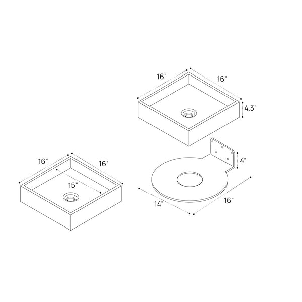 Yarra Mousse Pink 16" Concrete Square Floating Sink by mudd.concrete