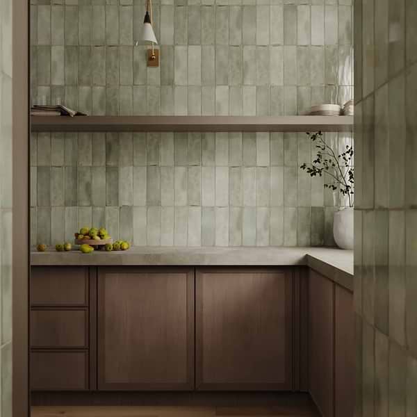 Los Lunas Green 4x12 Polished Ceramic Subway Wall Tile
