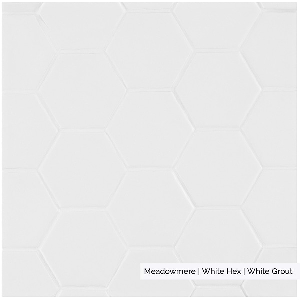 Meadowmere Cement White 3" Hexagon Matte Ceramic Tile