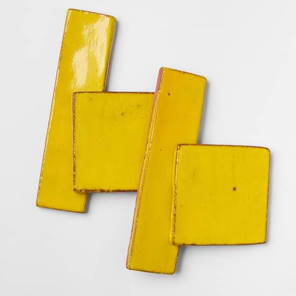 Emery Yellow 4x4 Square Handmade Crackled Glossy Terracotta Tile
