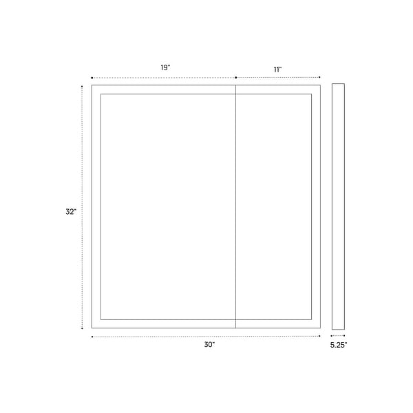 Mirava 30x32"  Rectangle Recessed or Wall Mounted Reversible LED Medicine Cabinet with Mirror in Silver, View 11, open zoomed image