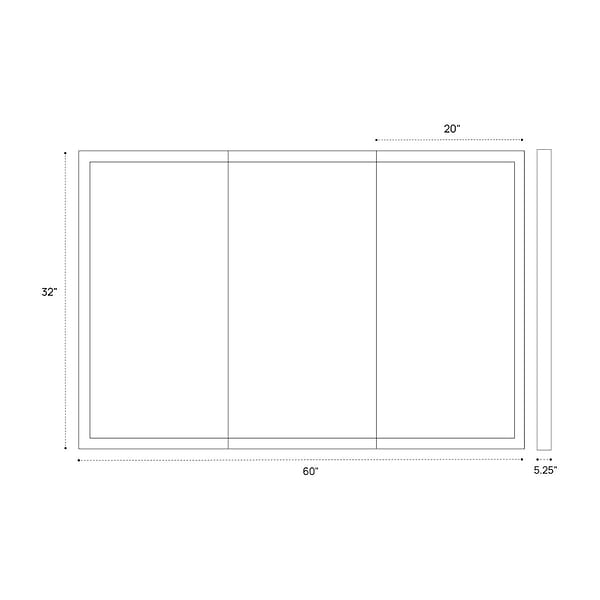 Mirava 60x32"  Rectangle Recessed or Wall Mounted Side by Side LED Medicine Cabinet with Mirror in Silver, View 11, open zoomed image