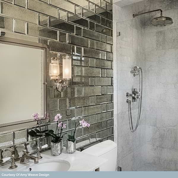 Paris Gray Beveled 4x12 Antique Mirror Subway Wall Tile