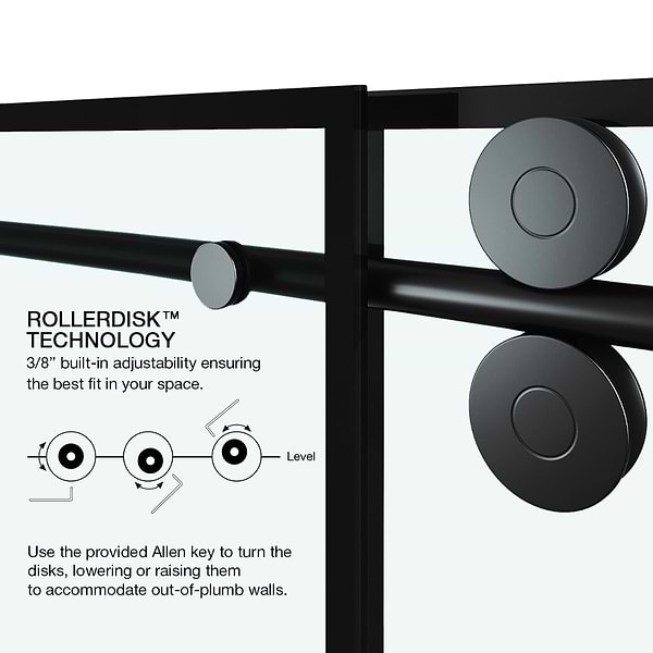 Gemello 72x74 Reversible Sliding Shower Door with Grid Glass in Matte Black