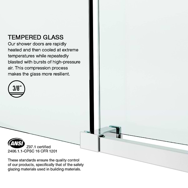 Volare 48x76 Reversible Sliding Shower Door with Clear Glass in Chrome