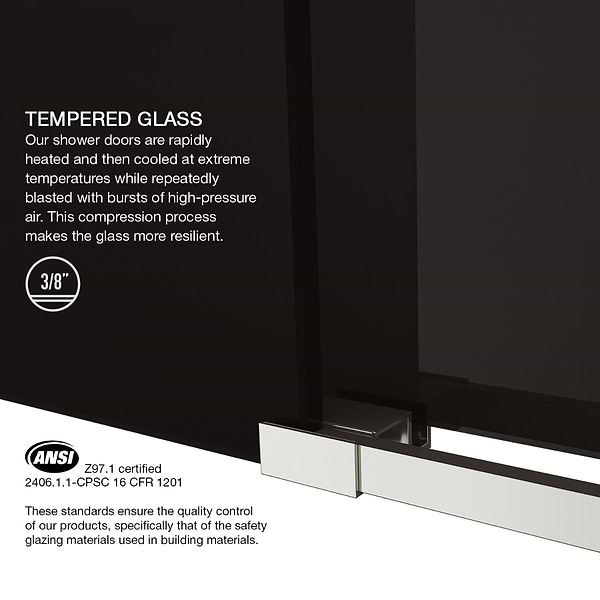 Gemello 60x74 Reversible Sliding Shower Door with Black Glass in Stainless Steel