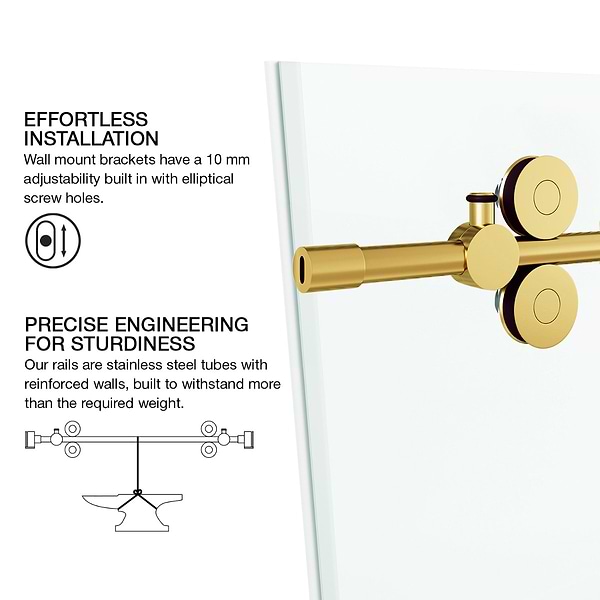 Gemello 60x66 Reversible Sliding Bathtub Door with Clear Glass in Brushed Gold