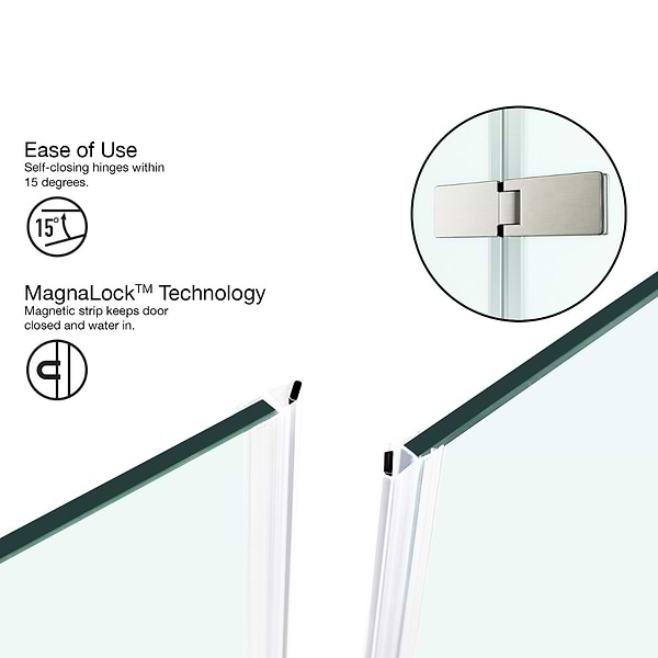 Cinto 32x40x74 Reversible Hinged Enclosure Shower Door with Clear Glass in Brushed Nickel