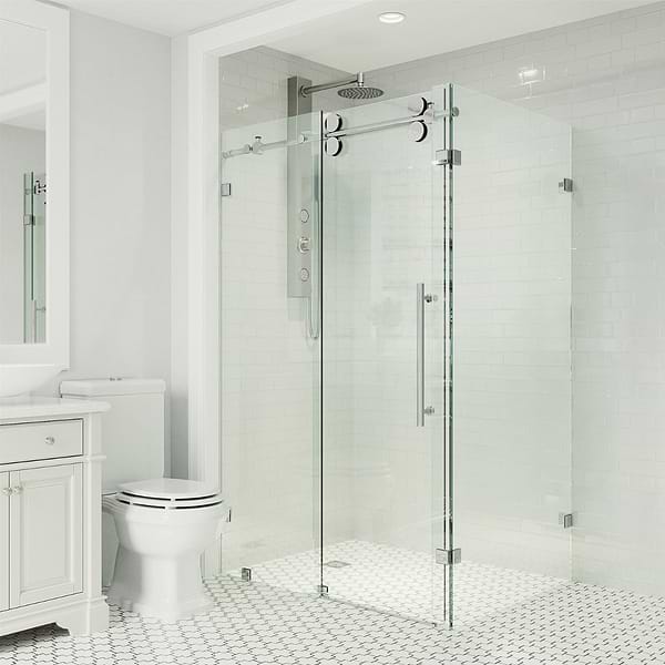 Legato 36x48x74 Reversible Sliding Enclosure Shower Door with Clear Glass in Chrome