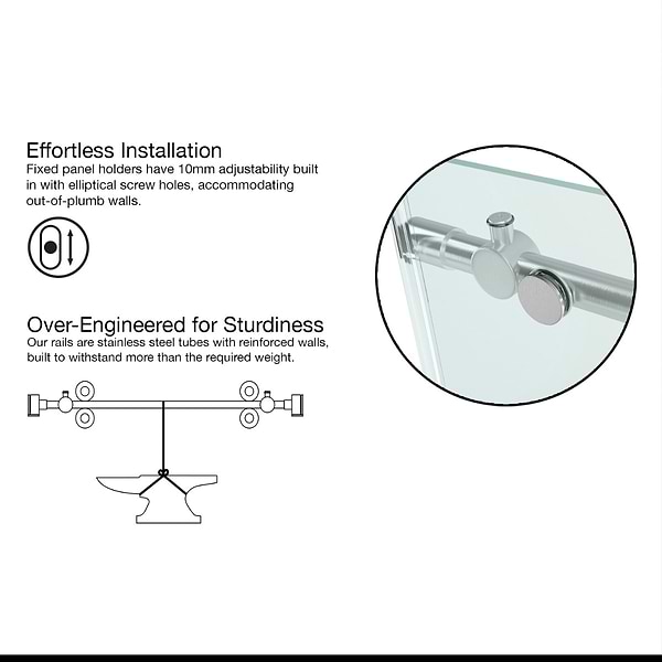 Legato 36x60x74 Reversible Sliding Enclosure Shower Door with Clear Glass in Stainless Steel