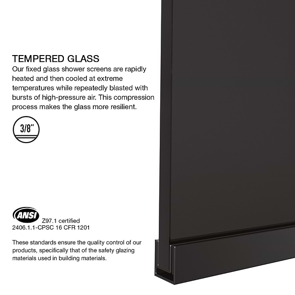 Nuvo 34x74 Reversible Screen Shower Door with Black Glass in Matte Black