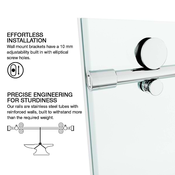 Volare 72x76 Reversible Sliding Shower Door with Clear Glass in Chrome