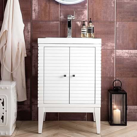 James Martin Vanities Linden 24" Glossy White Vanity And Counter