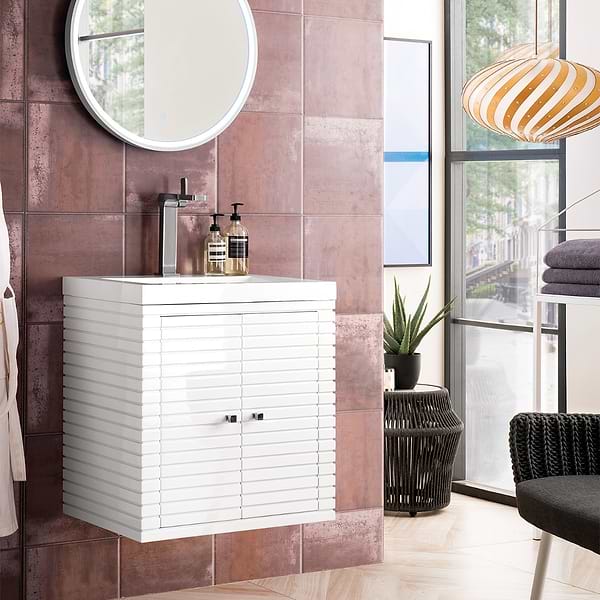 James Martin Vanities Linden 24" Glossy White Vanity And Counter