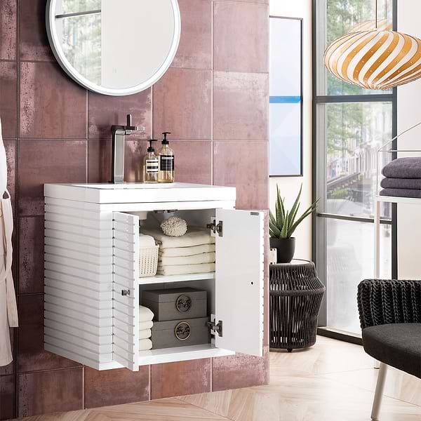 James Martin Vanities Linden 24" Glossy White Vanity And Counter