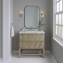 James Martin Vanities Emmeline Pebble Oak 36" Single Vanity with Carrara Marble Counter