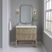 James Martin Vanities Emmeline Pebble Oak 36" Single Vanity with White Zeus Quartz Counter