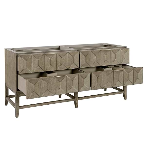 James Martin Vanities Emmeline Pebble Oak 72" Double Vanity with Eternal Marfil Quartz Counter