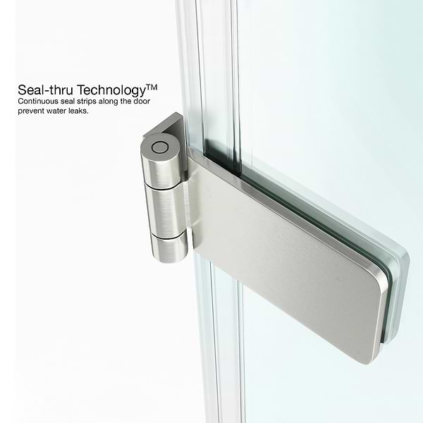 Straya 34x58 Reversible Hinged Screen Bathtub Door with Clear Glass in Stainless Steel