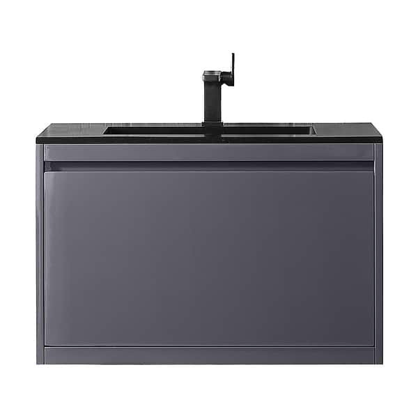 James Martin Vanities Milan 32" Modern Gray Vanity with Charcoal Black Solid Surface Counter