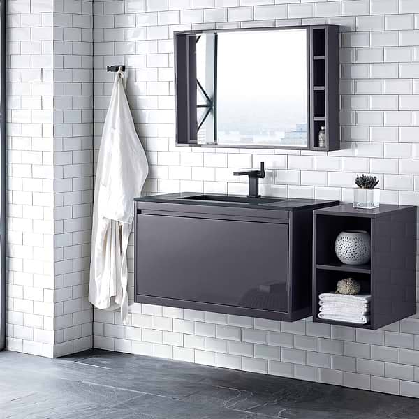 James Martin Vanities Milan 36" Modern Gray Vanity with Charcoal Black Solid Surface Counter