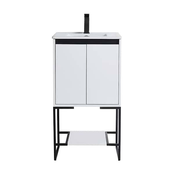 Amani 20" Matte White Single Vanity with White Integrated Top