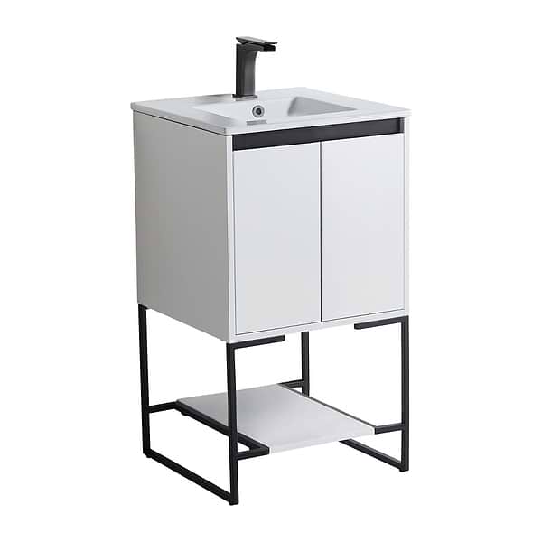 Amani 20" Matte White Single Vanity with White Integrated Top