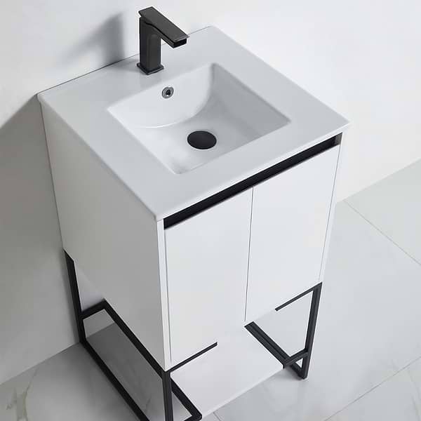 Amani 20" Matte White Single Vanity with White Integrated Top