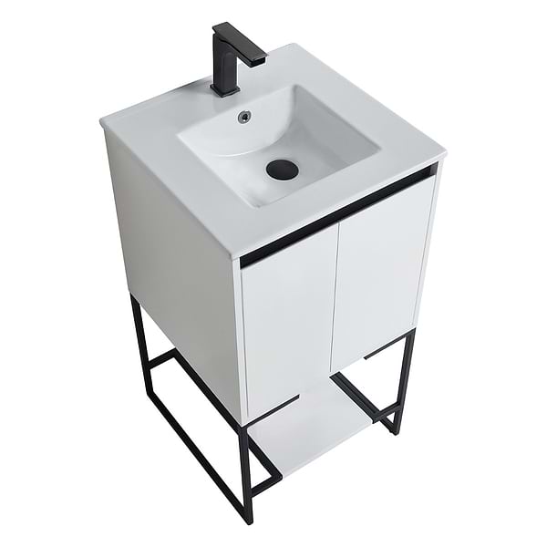 Amani 20" Matte White Single Vanity with White Integrated Top
