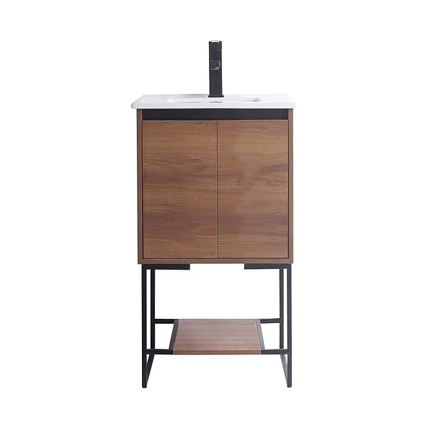Amani 20" Walnut Brown Single Vanity with White Integrated Top