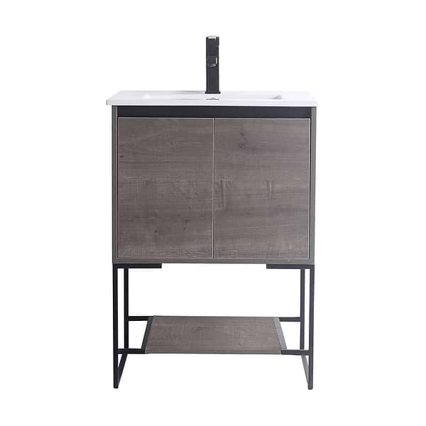 Amani 24" Classic Gray Single Vanity with White Integrated Top