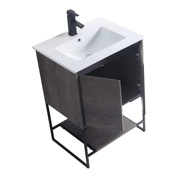 Amani 24" Classic Gray Single Vanity with White Integrated Top