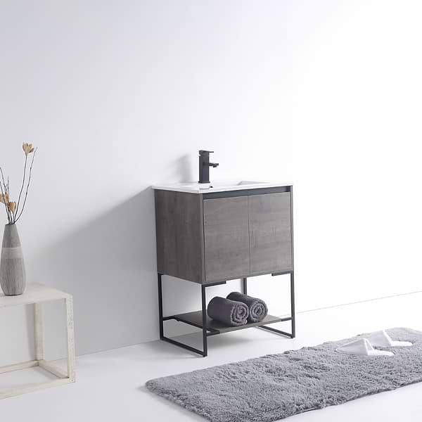 Amani 24" Classic Gray Single Vanity with White Integrated Top