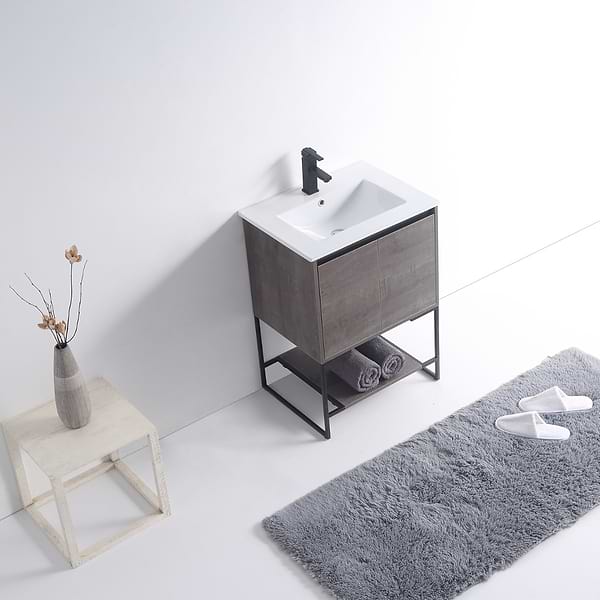 Amani 24" Classic Gray Single Vanity with White Integrated Top