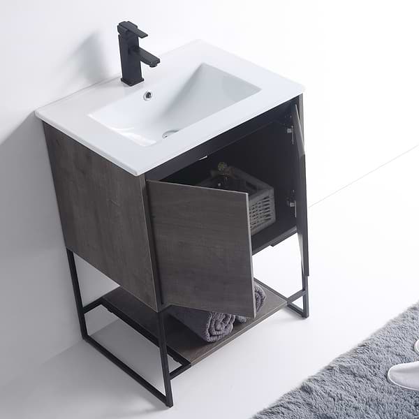 Amani 24" Classic Gray Single Vanity with White Integrated Top