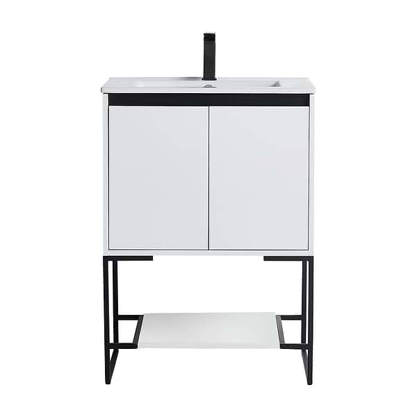 Amani 24" Matte White Single Vanity with White Integrated Top